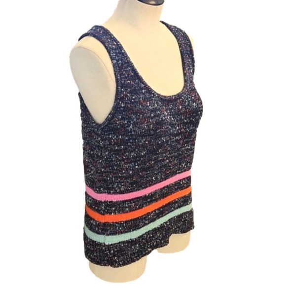 Womens Lou & Grey for LOFT blue spotted colorful stripe sweater tank size Large - Picture 6 of 15
